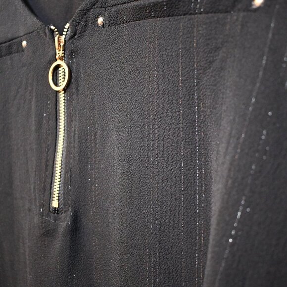 3/$15  Janet Chung Black Metallic Blouse - Picture 6 of 6